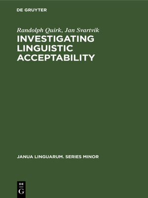 cover image of Investigating Linguistic Acceptability